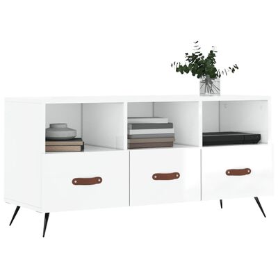 vidaXL Tv-meubel 102x36x50 cm bewerkt hout hoogglans wit