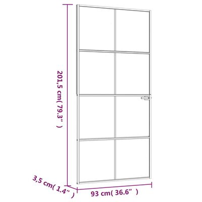 vidaXL Binnendeur 93x201,5 cm gehard glas en aluminium smal wit