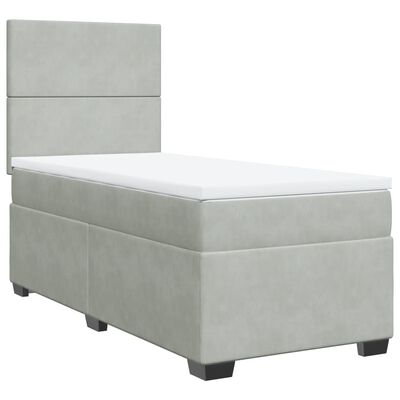 vidaXL Boxspring met matras fluweel lichtgrijs 100x200 cm