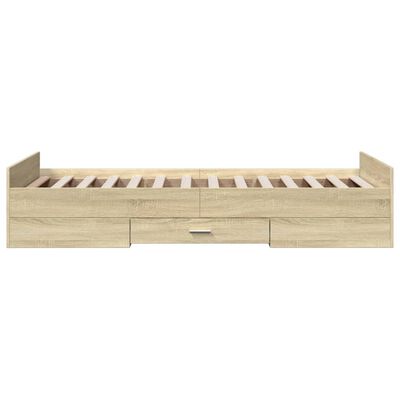 vidaXL Bedframe met lades bewerkt hout sonoma eikenkleurig 75x190 cm