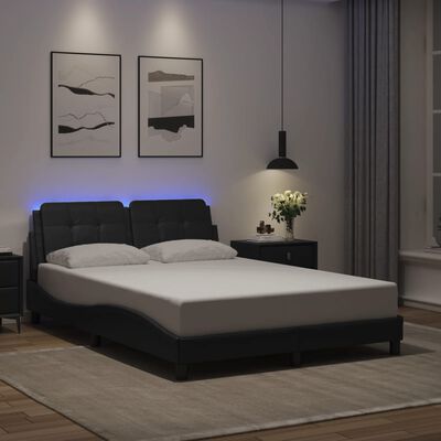 vidaXL Bedframe met LED-verlichting kunstleer zwart 120x200 cm