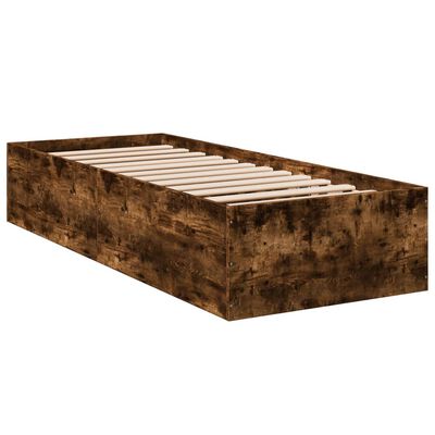 vidaXL Bedframe zonder matras hout gerookt eikenkleurig 75x190 cm