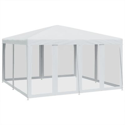 vidaXL Partytent met 8 mesh zijwanden 4x4 m HDPE wit