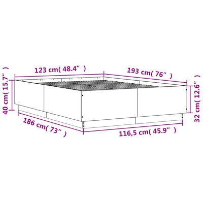 vidaXL Bedframe met LED-verlichting bruin eikenkleurig 120x190 cm