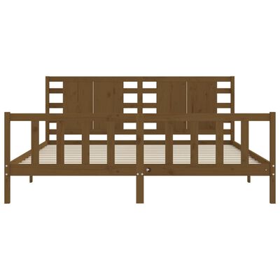 vidaXL Bedframe met hoofdbord massief hout honingbruin 200x200 cm