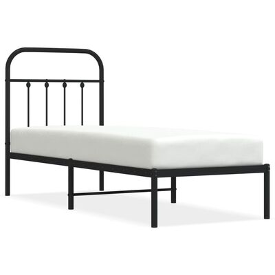 vidaXL Bedframe met hoofdbord metaal zwart 75x190 cm