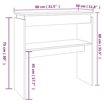 vidaXL Wandtafel 80x30x80 cm bewerkt hout bruin eikenkleur