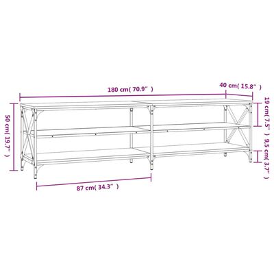 vidaXL Tv-meubel 180x40x50 cm bewerkt hout grijs sonoma eikenkleurig