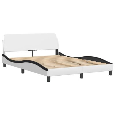 vidaXL Bed met matras kunstleer zwart en wit 120x200 cm