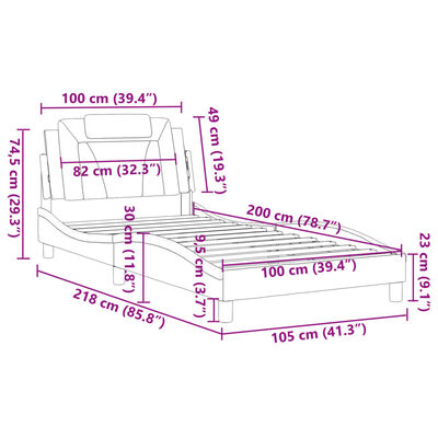 vidaXL Bedframe met hoofdbord kunstleer cappuccinokleurig 100x200 cm