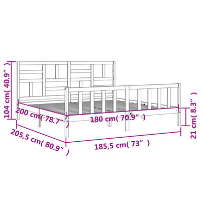 vidaXL Bedframe met hoofdbord massief hout