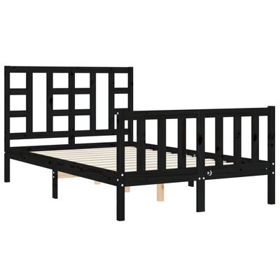 vidaXL Bedframe met hoofdbord massief hout zwart