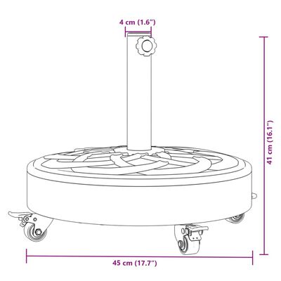 vidaXL Parasolvoet met wielen voor stok van Ø38 / 48 mm 27 kg rond