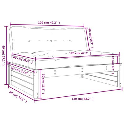 vidaXL Middenbank 120x80 cm massief grenenhout grijs