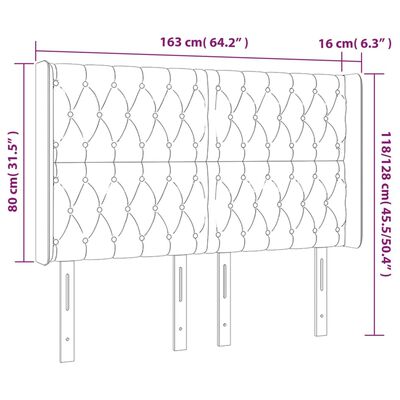 vidaXL Hoofdbord LED 163x16x118/128 cm stof taupe