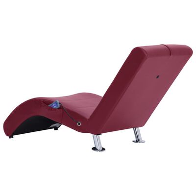 vidaXL Massage chaise longue met kussen kunstleer wijnrood