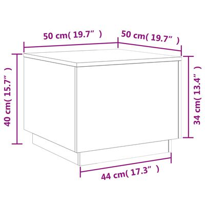 vidaXL Salontafel met LED-verlichting 50x50x40 cm bruin eikenkleur