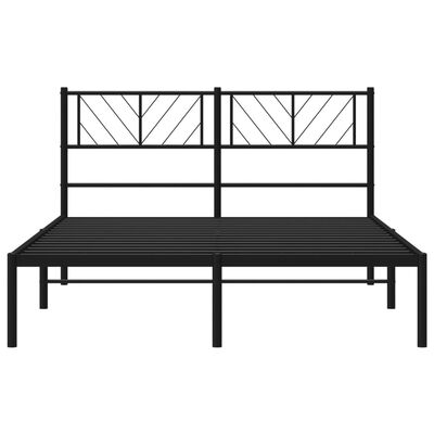 vidaXL Bedframe met hoofdbord metaal zwart 150x200 cm