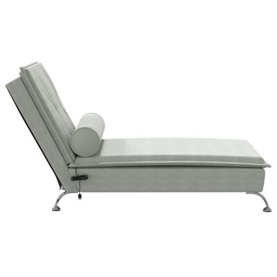 vidaXL Massage chaise longue met bolster fluweel lichtgrijs