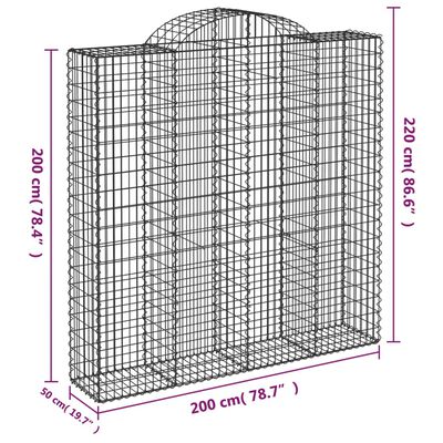 vidaXL Schanskorven 10 st gewelfd 200x50x200/220 cm ijzer