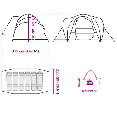 vidaXL Koepeltent 6-persoons waterdicht blauw