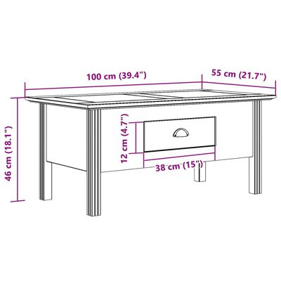 vidaXL Salontafel BODO 100x55x46 cm massief grenenhout wit