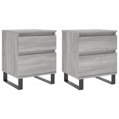 vidaXL Nachtkastjes 2 st 40x35x50 cm bewerkt hout grijs sonoma eiken