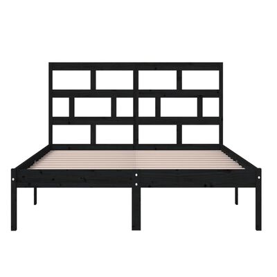 vidaXL Bedframe massief hout zwart 150x200 cm