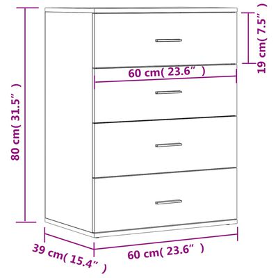 vidaXL Dressoirs 2 st 60x39x80 cm bewerkt hout bruin eikenkleurig