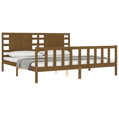 vidaXL Bedframe met hoofdbord massief hout honingbruin 200x200 cm