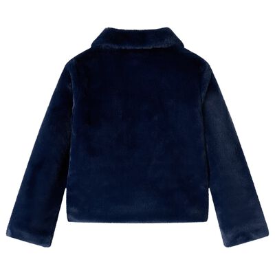 Kinderjas 116 kunstvacht marineblauw