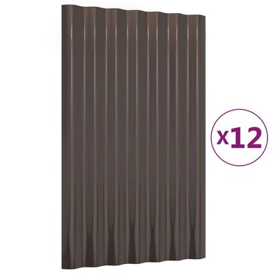 vidaXL Dakpanelen 12 st 60x36 cm gepoedercoat staal bruin