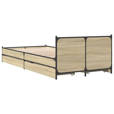 vidaXL Bedframe met lades bewerkt hout sonoma eikenkleurig 100x200 cm