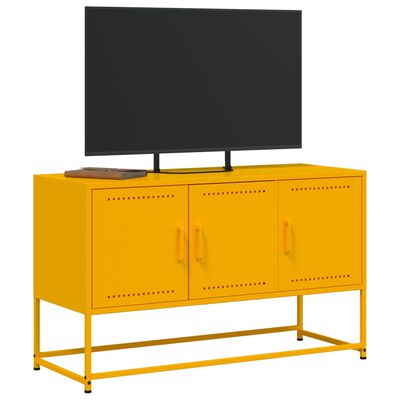 vidaXL Tv-meubel 100,5x39x60,5 cm staal mosterdgeel