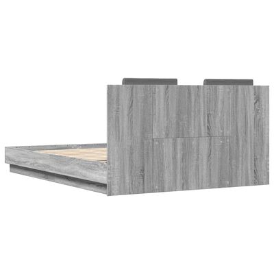 vidaXL Bedframe met hoofdeinde bewerkt hout grijs sonoma 140x200 cm