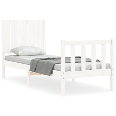 vidaXL Bedframe met hoofdbord massief hout wit