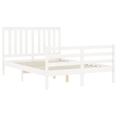 vidaXL Bedframe met hoofdbord massief hout wit