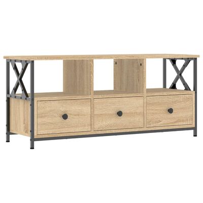 vidaXL Tv-meubel 102x33x45 cm bewerkt hout en ijzer sonoma eikenkleur