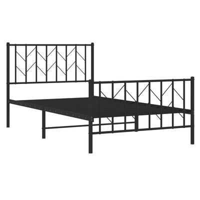 vidaXL Bedframe met hoofd- en voeteneinde metaal zwart 100x200 cm