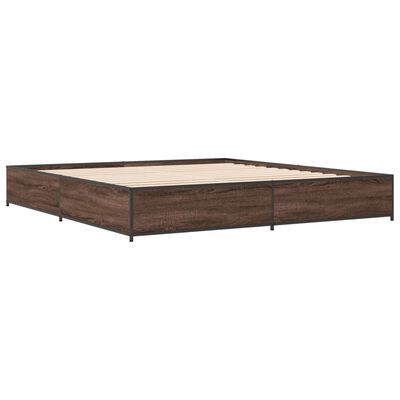 vidaXL Bedframe bewerkt hout metaal bruin eikenkleur 180x200 cm