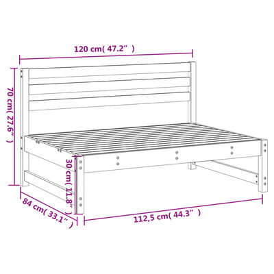 vidaXL Tuinmiddenbank 120x80 cm massief grenenhout zwart