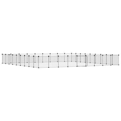 vidaXL Huisdierenkooi met deur 36 panelen 35x35 cm staal zwart