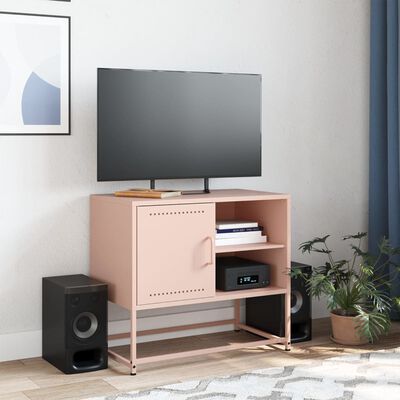 vidaXL Tv-meubel 68x39x60,5 cm staal roze