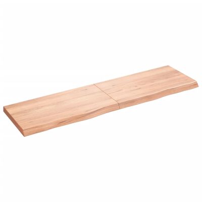 vidaXL Wastafelblad 180x50x(2-6) cm behandeld massief hout lichtbruin