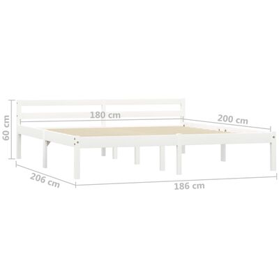 vidaXL Bedframe massief grenenhout wit 180x200 cm