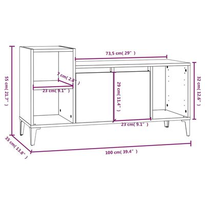 vidaXL Tv-meubel 100x35x55 cm bewerkt hout grijs sonoma eikenkleurig