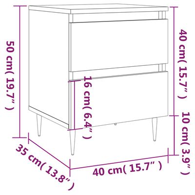 vidaXL Nachtkastje 40x35x50 cm bewerkt hout sonoma eikenkleurig