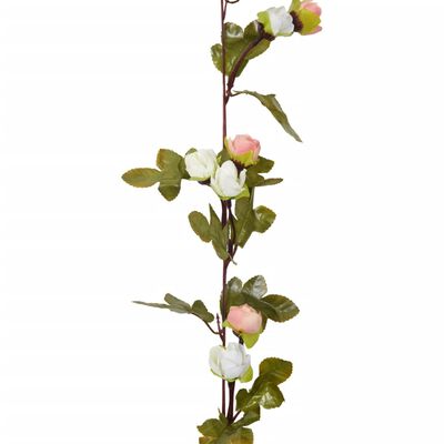 vidaXL Kerstslingers met bloemen 6 st 215 cm champagnekleurig