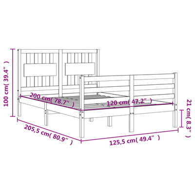 vidaXL Bedframe met hoofdbord massief hout 120x200 cm