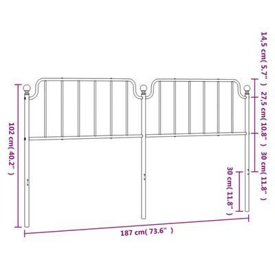 vidaXL Hoofdbord 180 cm metaal zwart